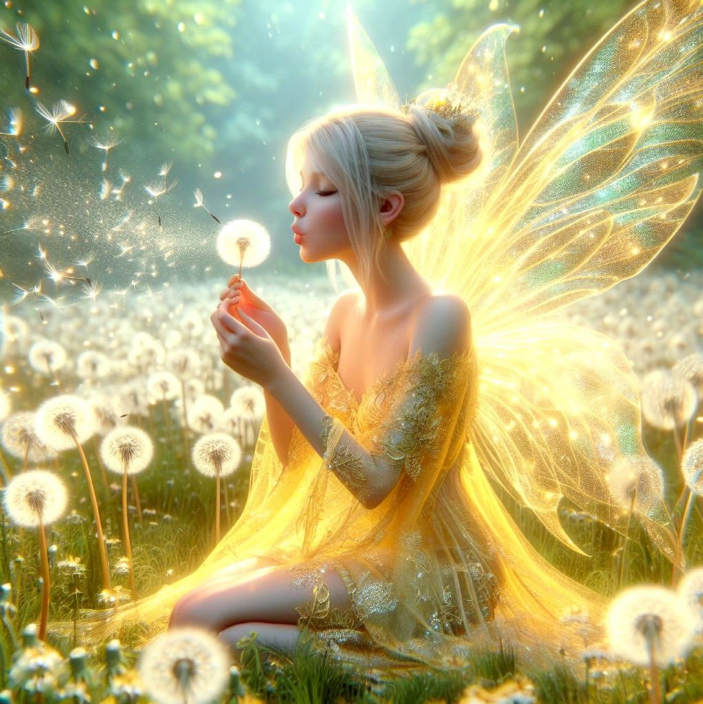 ai generated, fairy, dandelions, wish, blossom, bloom, spring, meadow, fantasy, magic, light, mystical, fairy tale, flower meadow, nature, fairy, fairy, fairy, fairy, fairy-8664935.jpg
