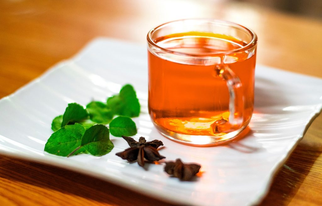 tea, tea cup, herbs, drink, green tea, health, tulsi, basil, star anise, herbal, aroma, healthy, beverage, glass, cup-7378930.jpg