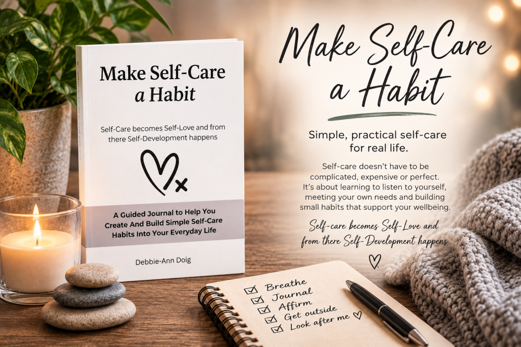 make self-care a habit, cosy candle, journal