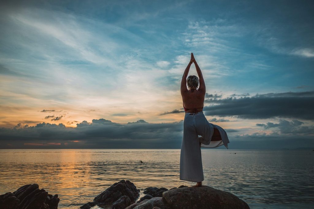yoga, yoga pose, asana, sunset, nature, woman, meditation, namaste, pose, meditate, healthy, fitness, lifestyle, body, relax, stretch, landscape, stretching, sea, ocean, sky, clouds, international yoga day-5281457.jpg